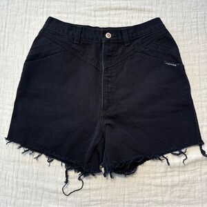 Vtg ROCKIES Rocky Mountain Women’s 32 Black Denim Bareback Shorts Western